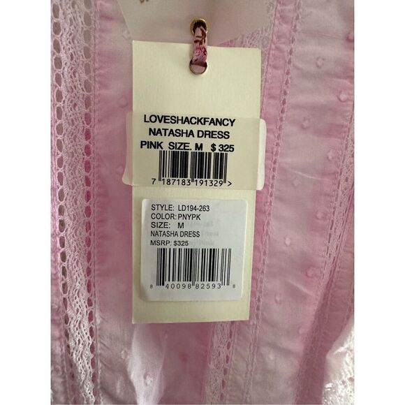 Love Shack Fancy Natasha Ruffle Tiered Mini Dress in Peony Pink Size M - Picture 9 of 11